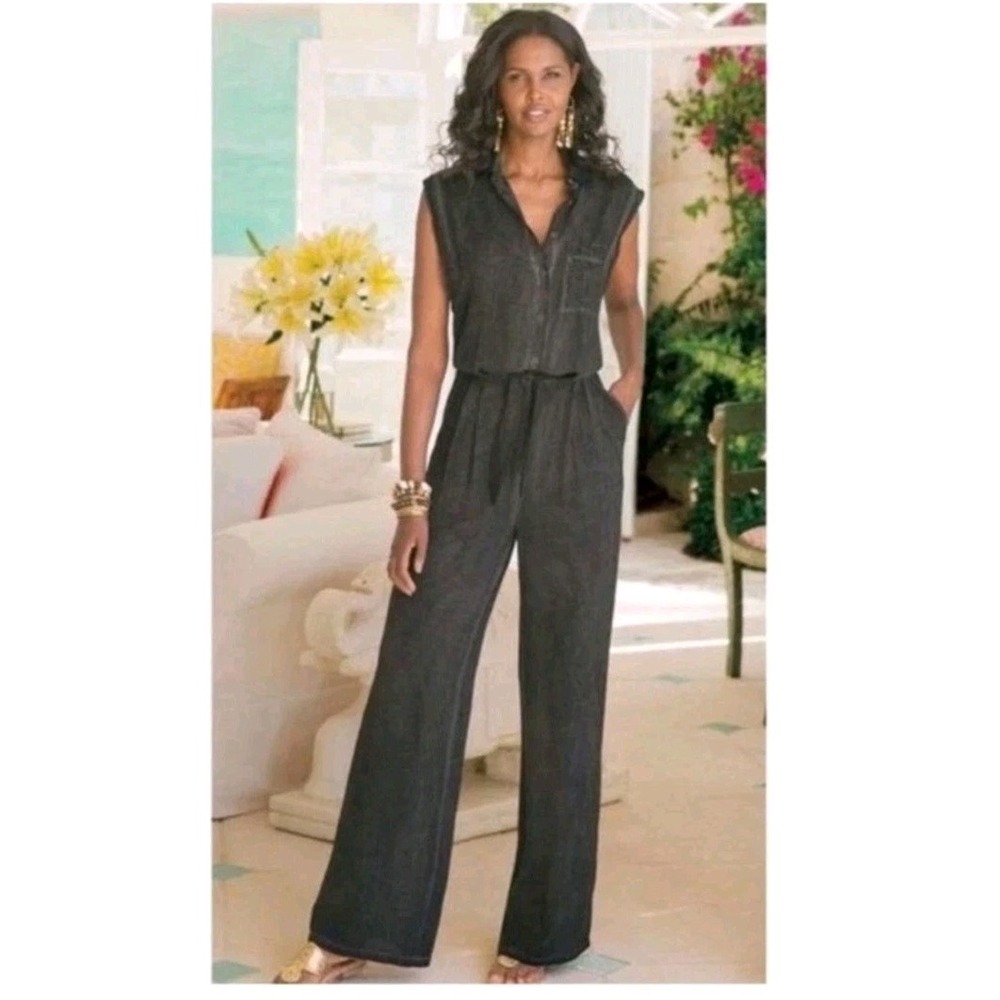 Soft Surroundings Womens Camilla Jumpsuit Size S Sleeveless Gray Pants Romper
